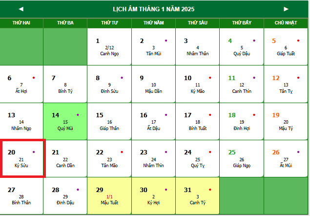Ngày 20 tháng 1 là ngày gì? Ngày 20 tháng 1 năm 2025 là ngày bao nhiêu âm? NLĐ có được nghỉ làm?