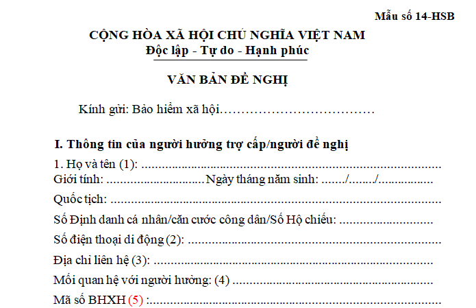 Mẫu đơn đề nghị chuyển nơi hưởng lương hưu, trợ cấp BHXH mới nhất 2025