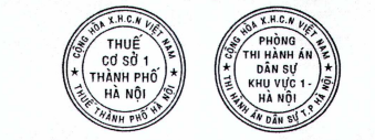 Mẫu con dấu của Phòng Thi hành án dân sự khu vực, Thuế cơ sở