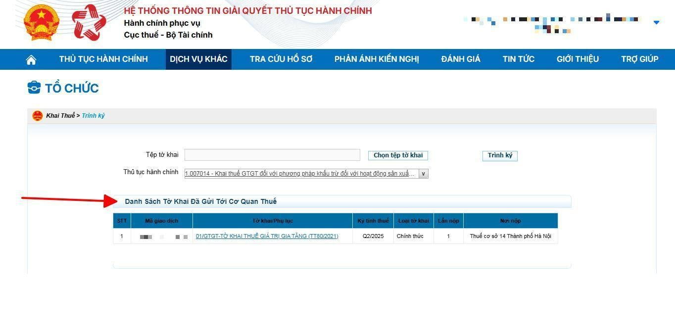 Cách nộp tờ khai thuế online trên Dịch vụ Công TTHC về thuế 