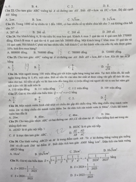đề thi môn toán vào lớp 10 Trường chuyên Khoa học Xã hội và Nhân văn Hà Nội