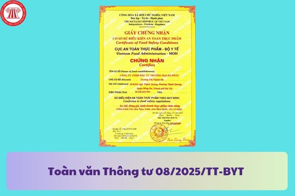 Toàn văn Thông tư 08/2025/TT-BYT về hồ sơ, thủ tục cấp giấy chứng nhận đối với thực phẩm xuất khẩu?