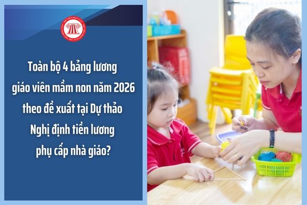 Toàn bộ 4 bảng lương giáo viên mầm non năm 2026 theo đề xuất tại Dự thảo Nghị định tiền lương phụ cấp nhà giáo?