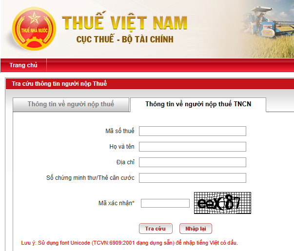 Tra cứu thông tin đăng ký thuế