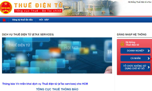 Tra cứu trên trang Thuế điện tử của Cục Thuế