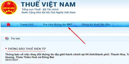 Tra cứu trên trang Thuế điện tử của Cục Thuế