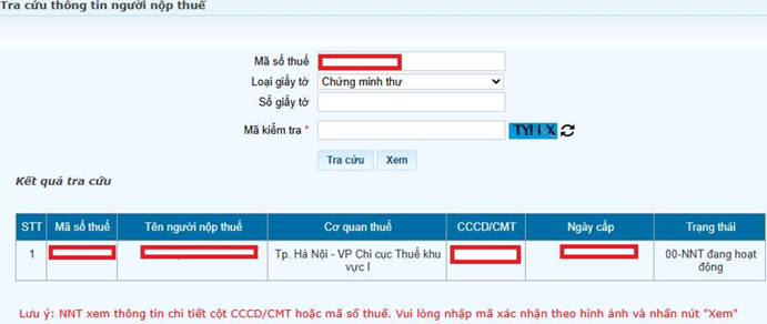 Tra cứu trên trang Thuế điện tử của Cục Thuế