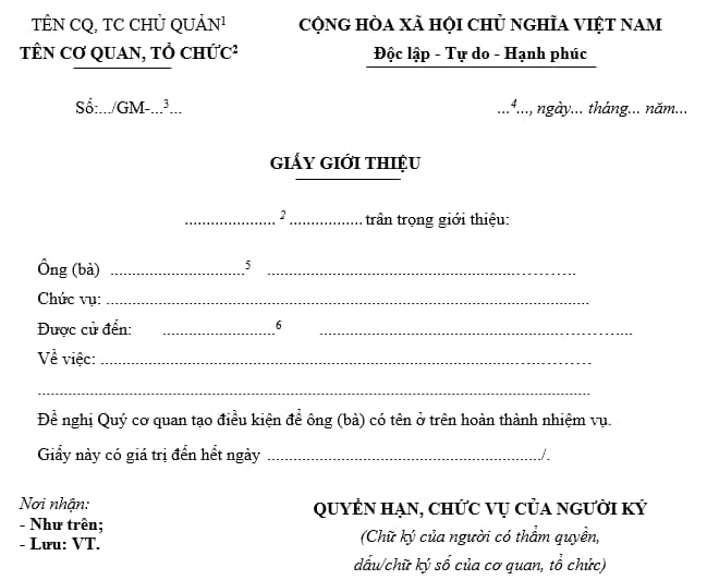 Mẫu Giấy giới thiệu mới nhất 2025