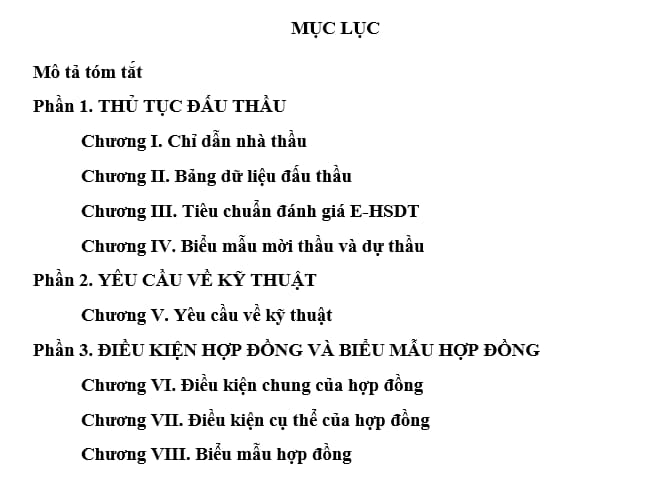 Mẫu Hồ sơ mời thầu xây lắp qua mạng 1 giai đoạn 1 túi hồ sơ