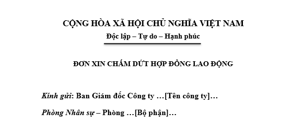 Mẫu đơn xin chấm dứt hợp đồng lao động
