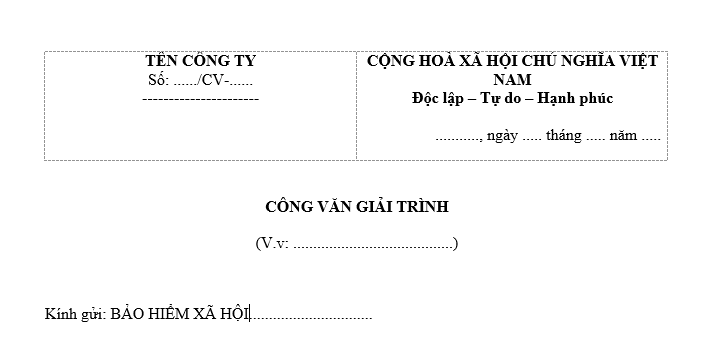 Công văn giải trình Bảo hiểm xã hội