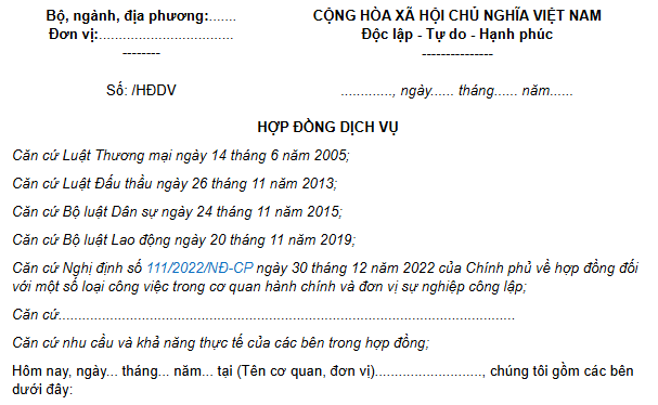 HỢP ĐỒNG DỊCH VỤ