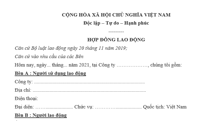 Hợp đồng lao động lao động xác định thời hạn