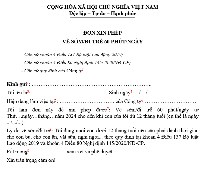 Mẫu đơn xin đi làm về sớm chuẩn nhất 2026?