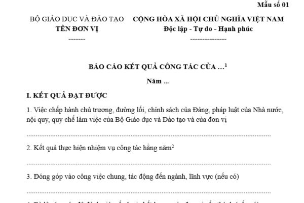 Báo cáo kết quả công tác năm của đơn vị