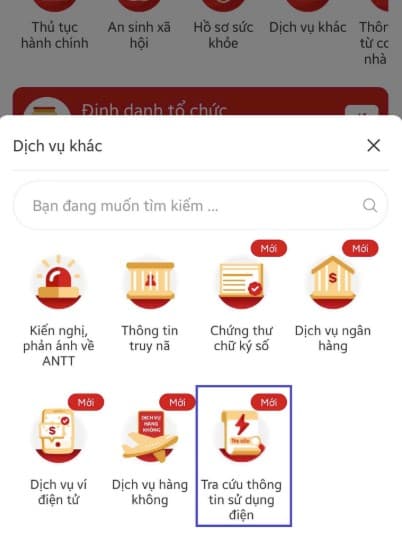 Hướng dẫn tra cứu thông tin sử dụng Điện trên VNeID