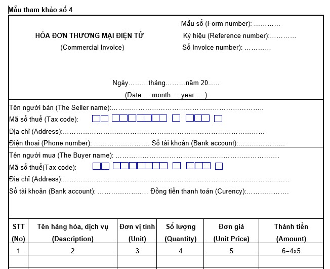 Mẫu hóa đơn thương mại điện tử mới nhất năm 2025