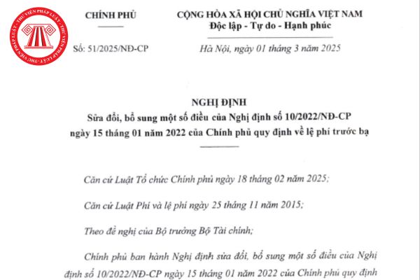 Nghị định 51/2025/NĐ-CP sửa đổi, bổ sung một số điều của Nghị định 10/2022/NĐ-CP của Chính phủ quy định về lệ phí trước bạ?