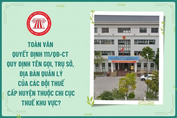 Toàn văn Quyết định 111/QĐ-CT quy định tên gọi, trụ sở, địa bàn quản lý của các Đội thuế cấp huyện thuộc Chi cục Thuế khu vực?