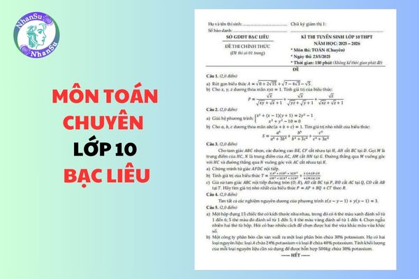 Đề Toán chuyên Bạc Liêu 