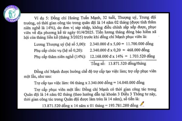 Tính trợ cấp phục viên 2025