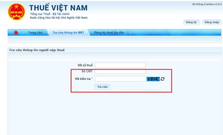 Tra cứu trên trang Thuế điện tử của Cục Thuế