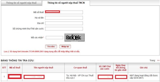 Tra cứu thông tin đăng ký thuế
