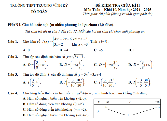 02 mẫu đề thi giữa kì 2 toán 10 hay?