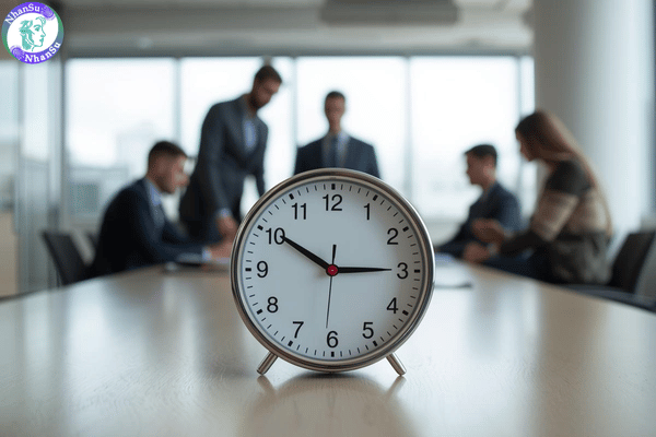 Nhân viên vào họp đúng giờ trong văn phòng