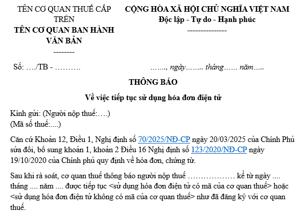 Thông báo về việc tiếp tục sử dụng hóa đơn điện tử – kế toán cần lưu ý gì?