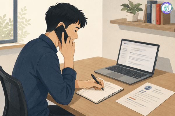 Ứng viên ghi chú khi gọi điện cho nhà tuyển dụng
